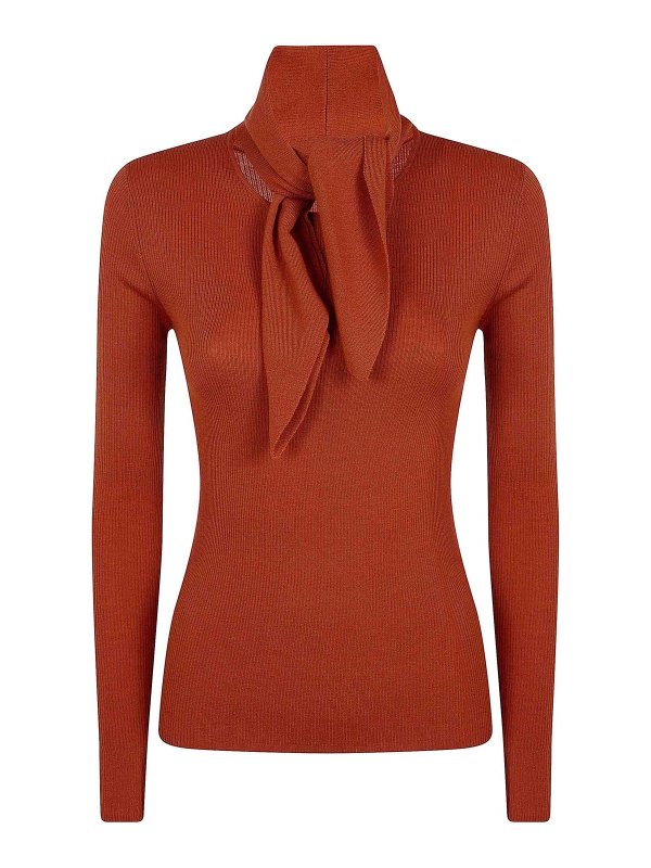 P.A.R.O.S.H.: Strickpullover mit Rundhalsausschnitt - Rundhalspullover - Orange