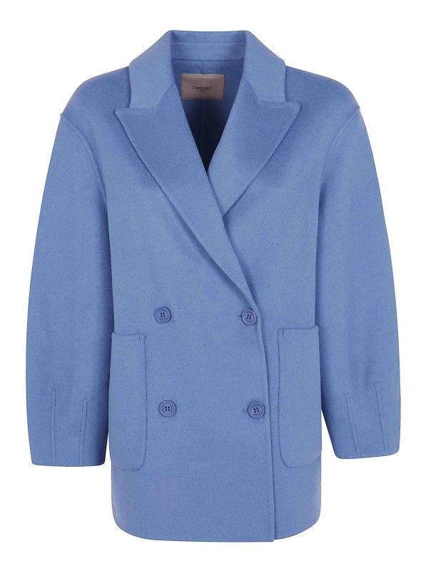 TWINSET: short coats - Double Brested Peacoat