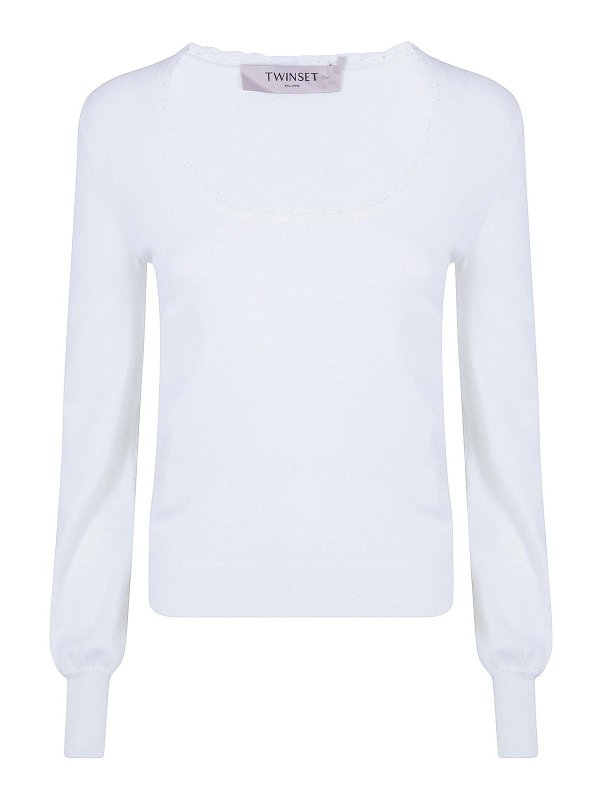 TWINSET: Pull col rond - Pull Col Rond - Blanc