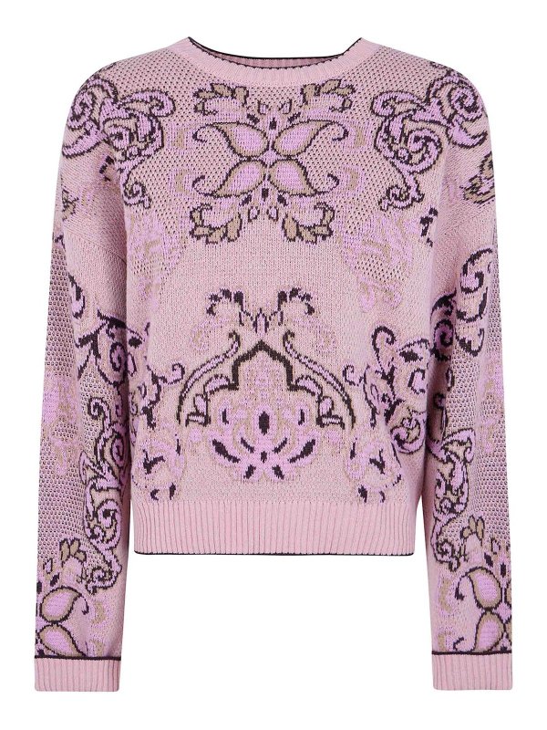 TWINSET: Strickpullover mit Rundhalsausschnitt - Rundhalspullover - Rosa
