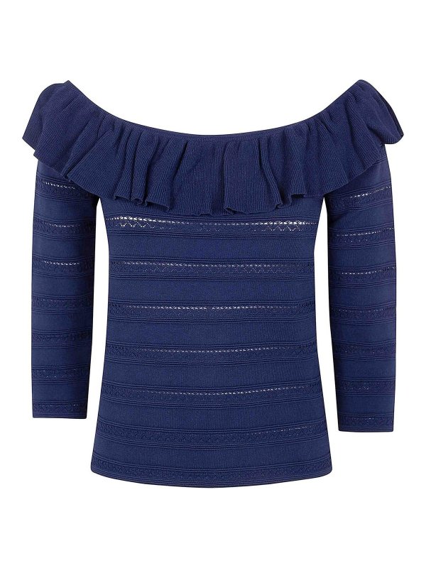 BLUGIRL: Strickpullover mit Rundhalsausschnitt - Rundhalspullover - Blau