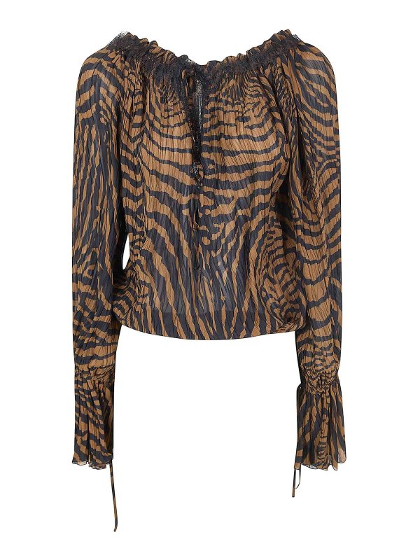 BLUMARINE: Tops y camisetas sin mangas - Top - Marrón