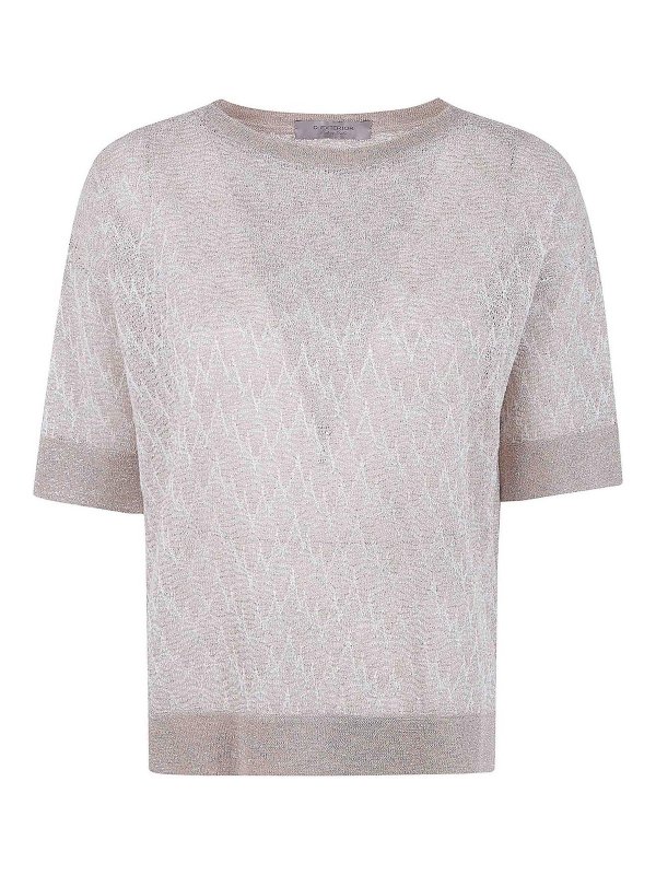 D.EXTERIOR: Strickpullover mit Rundhalsausschnitt - Rundhalspullover - Metallic