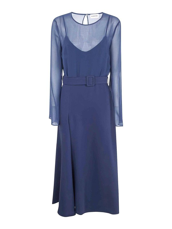 P.A.R.O.S.H.: Knielange Kleider - Knielanges Kleid - Blau