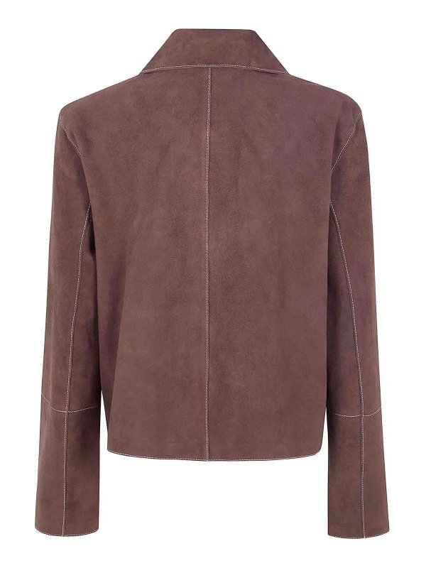 P.A.R.O.S.H.: leather jacket online - Minuetto Suede Jacket
