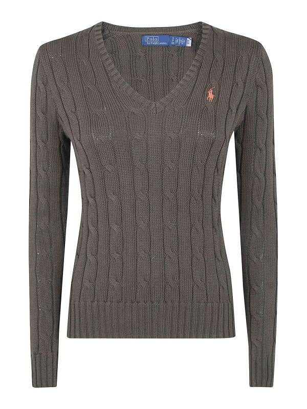 POLO RALPH LAUREN: Strickpullover mit V-Ausschnitt - V-Pullover - Grün