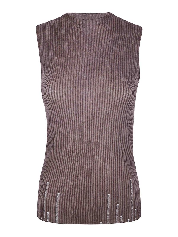 UMA WANG: Strickpullover mit Rundhalsausschnitt - Rundhalspullover - Braun