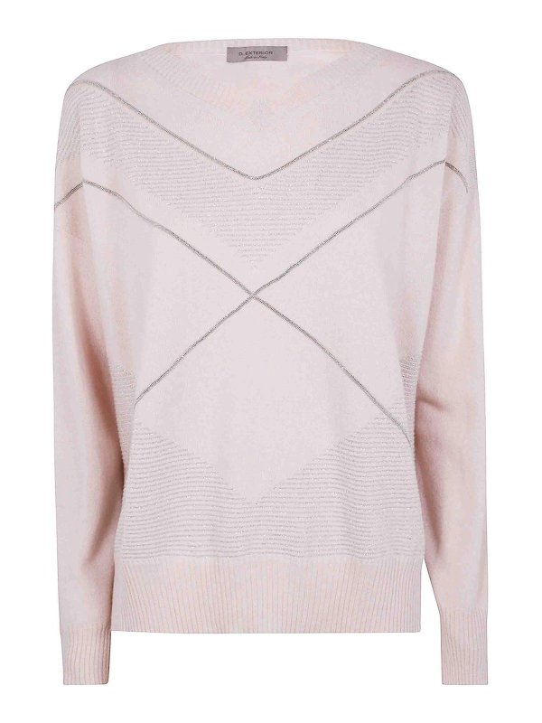 D.EXTERIOR: Strickpullover mit Rundhalsausschnitt - Rundhalspullover - Weiß