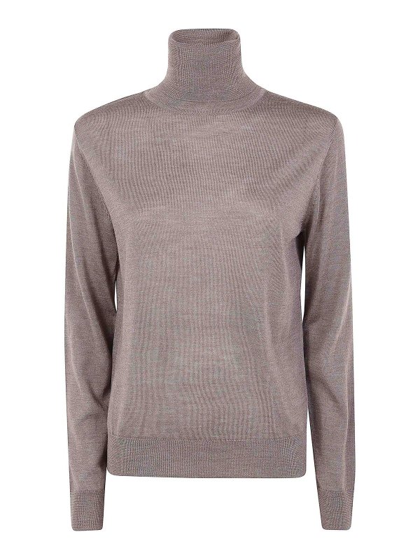 P.A.R.O.S.H.: Strickpullover mit Rundhalsausschnitt - Rundhalspullover - Braun