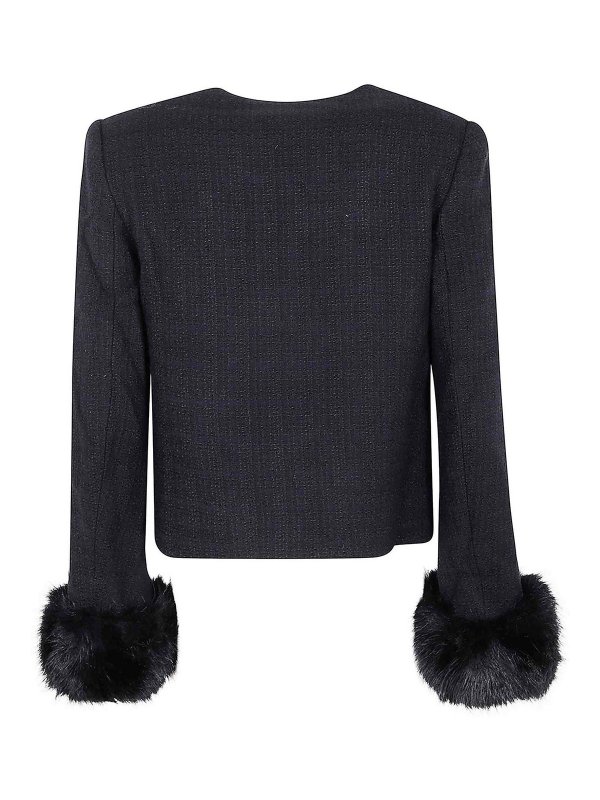 Self Portrait: casual jackets online - Boucle Fur Cuff Jacket
