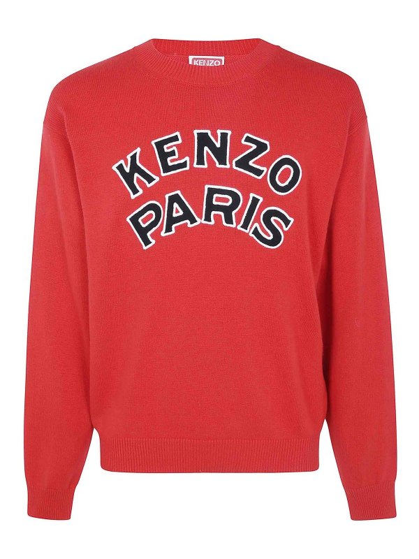 KENZO: Strickpullover mit Rundhalsausschnitt - Rundhalspullover - Rot