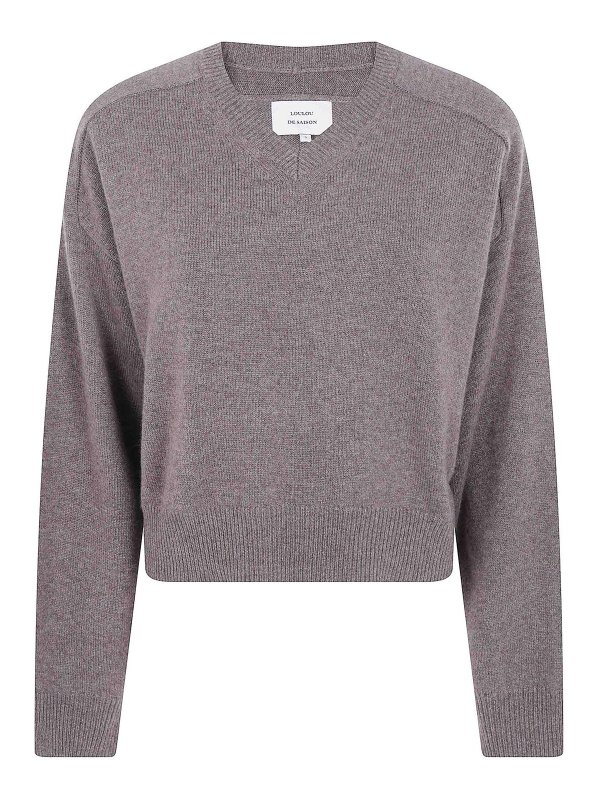 LOULOU STUDIO: Strickpullover mit Rundhalsausschnitt - Rundhalspullover - Braun