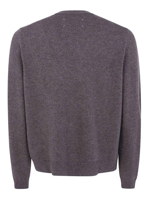 Maison Margiela: Strickpullover mit Rundhalsausschnitt online - Rundhalspullover - Grau