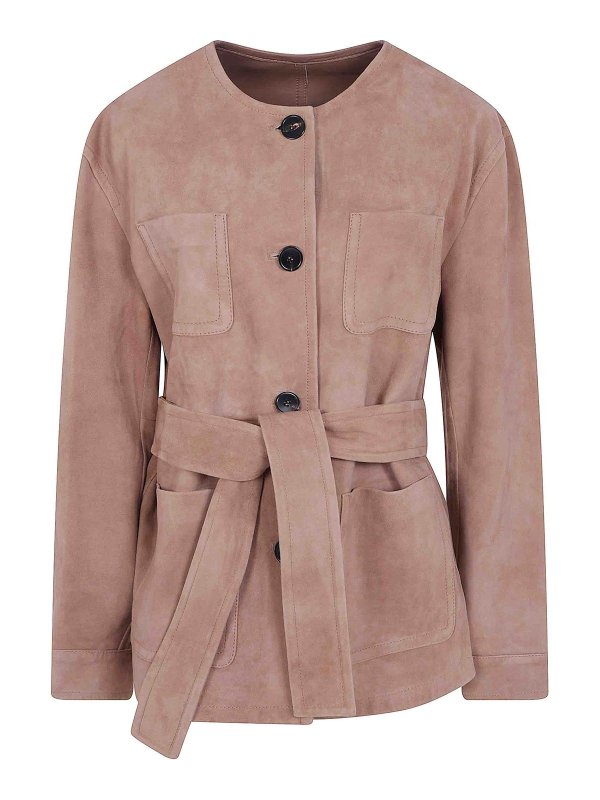 Max Mara: Lederjacken - Lederjacke - Braun