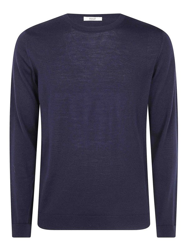NUUR: Strickpullover mit Rundhalsausschnitt - Rundhalspullover - Blau
