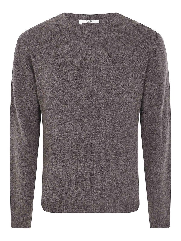 NUUR: Strickpullover mit Rundhalsausschnitt - Rundhalspullover - Braun