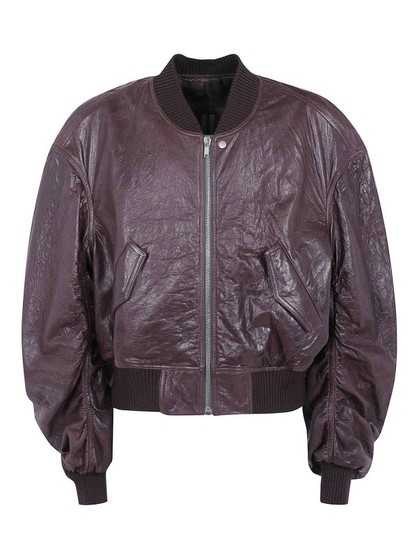 RICK OWENS: Lederjacken - Lederjacke - Grau