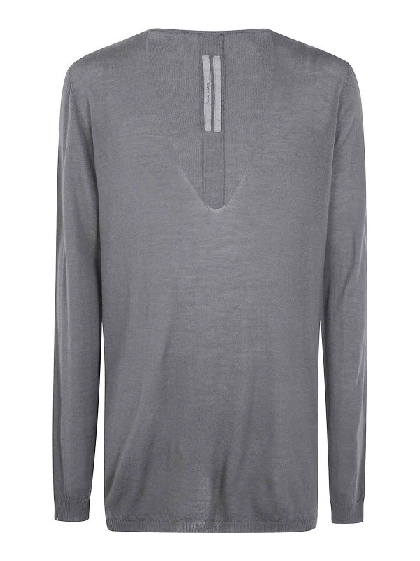 RICK OWENS: Strickpullover mit Rundhalsausschnitt - Rundhalspullover - Grau