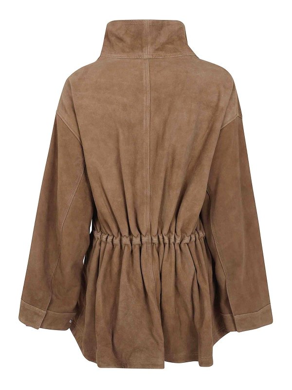 ROHE: leather jacket online - Sculptural Suede Jacket