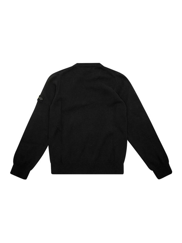 Stone Island Junior: Strickpullover mit Rundhalsausschnitt online - Rundhalspullover - Schwarz