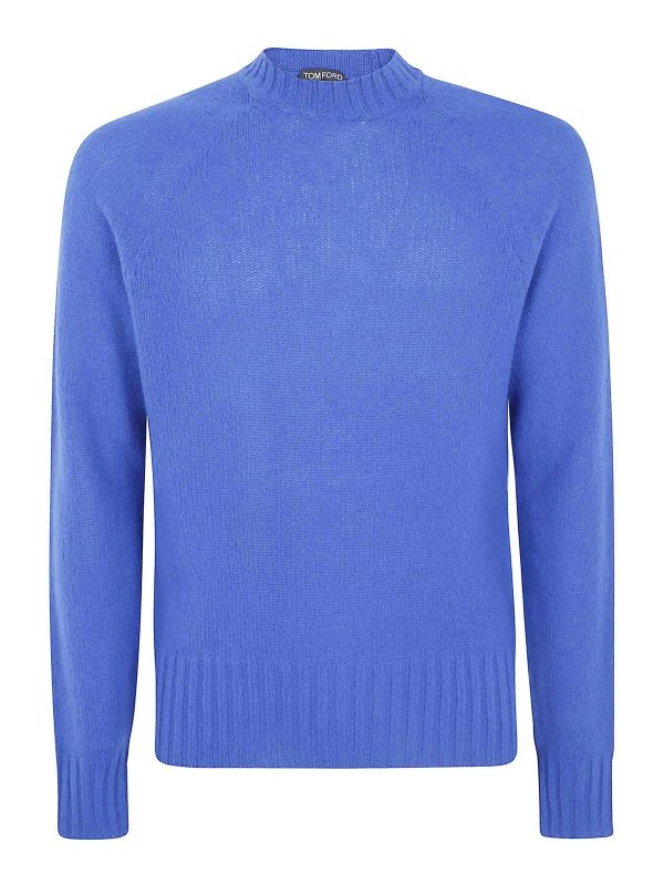 TOM FORD: Strickpullover mit Rundhalsausschnitt - Rundhalspullover - Blau