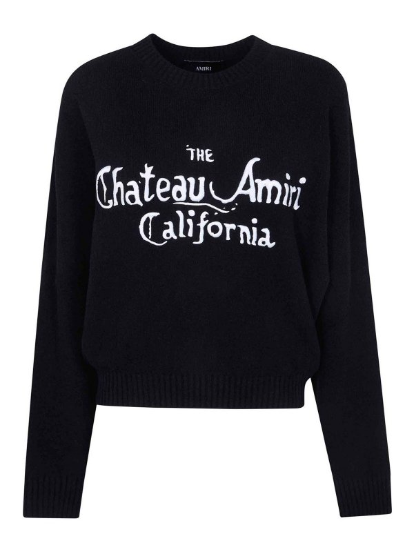 AMIRI: Strickpullover mit Rundhalsausschnitt - Rundhalspullover - Schwarz