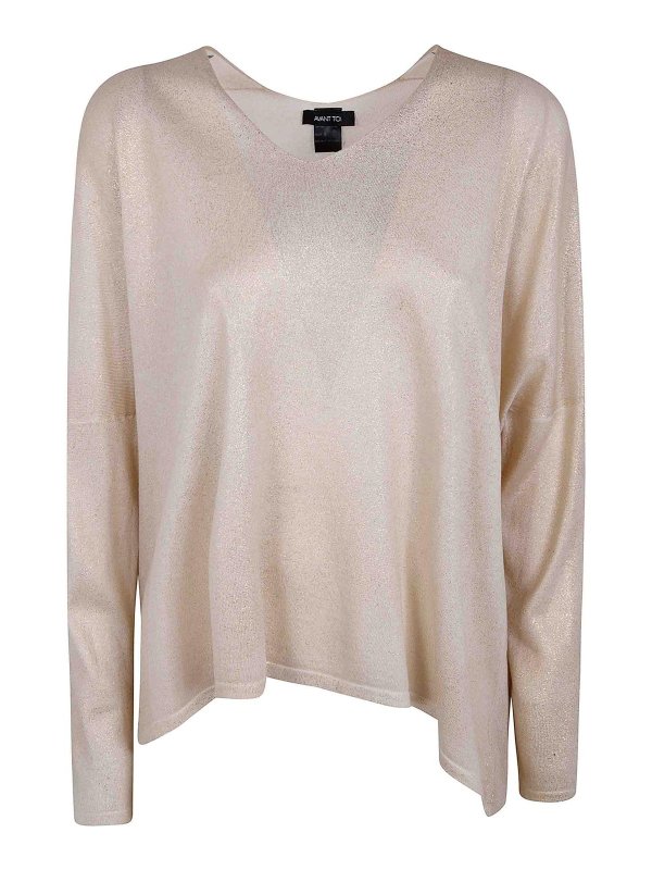 AVANT-TOI: Strickpullover mit V-Ausschnitt - V-Pullover - Orange