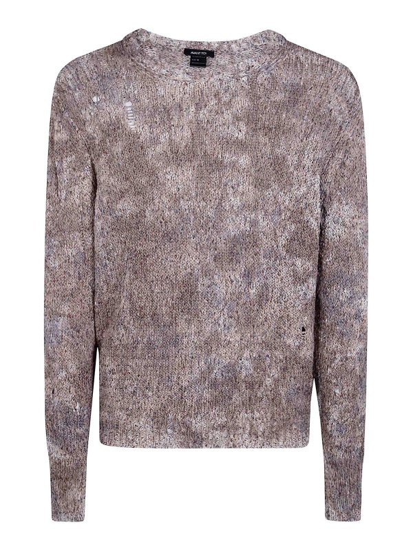 AVANT-TOI: Strickpullover mit Rundhalsausschnitt - Rundhalspullover - Braun