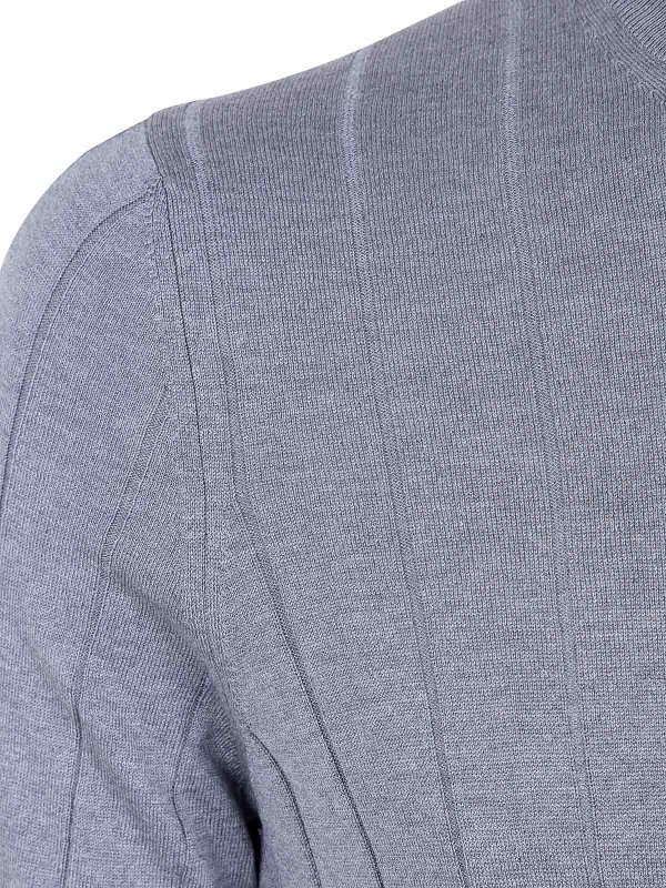 The Best Shops BARBA: Strickpullover mit Rundhalsausschnitt - Rundhalspullover - Grau