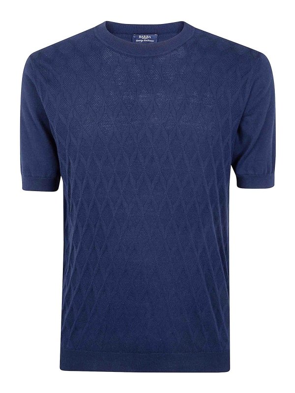 BARBA: Pull col rond - Pull Col Rond - Bleu