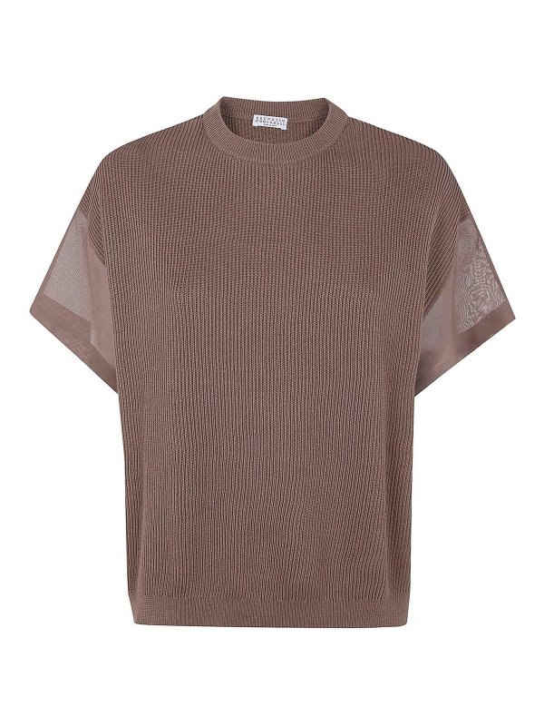 BRUNELLO CUCINELLI: クルーネック - クルーネック - ブラウン