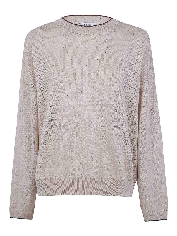 BRUNELLO CUCINELLI: Strickpullover mit Rundhalsausschnitt - Rundhalspullover - Nude