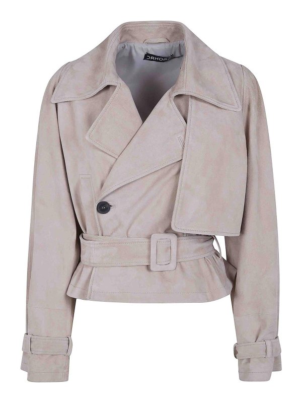 DRHOPE: trench coats - Suede mini trench