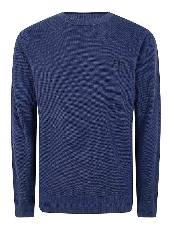 FRED PERRY: Pull col rond - Pull Col Rond - Bleu