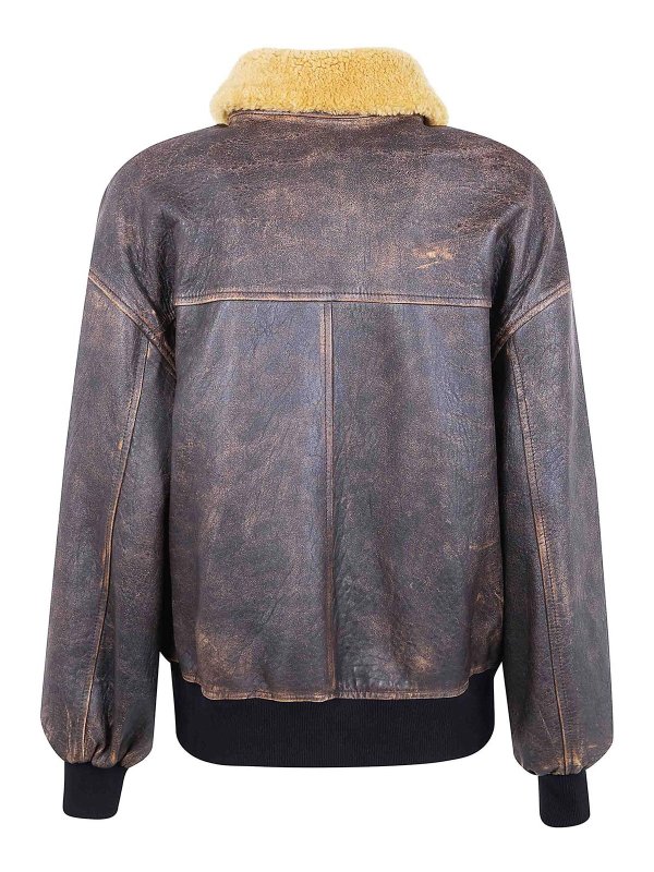 KHAITE: leather jacket online - Sandor Leather Jacket
