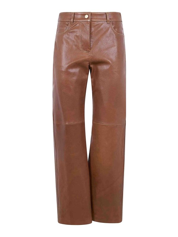 Max Mara: Lederhosen - Lederhose - Braun