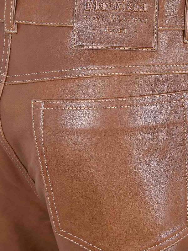 The Best Shops Max Mara: Lederhosen - Lederhose - Braun