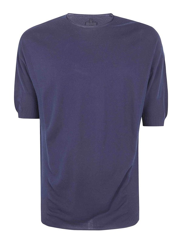 MD75: Suéteres con cuello pico - Suéter Cuello Redondo - Azul