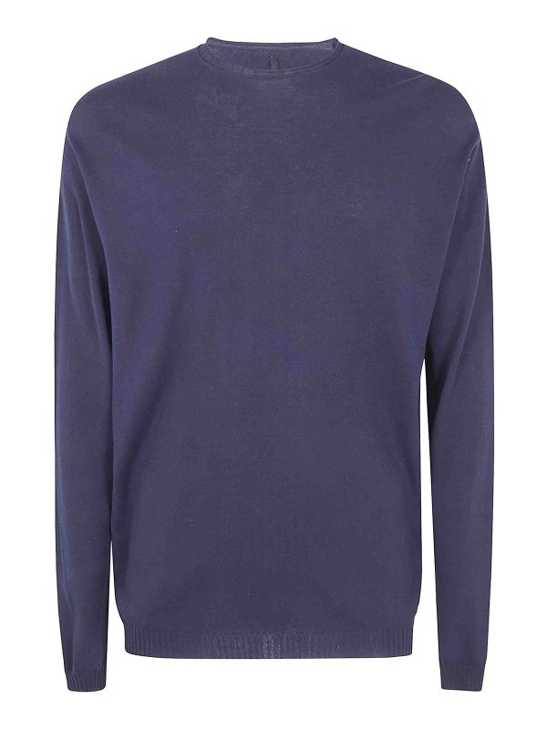 MD75: Strickpullover mit Rundhalsausschnitt - Rundhalspullover - Blau