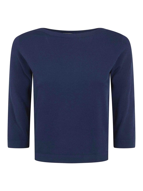 NUUR: Strickpullover mit Rundhalsausschnitt - Rundhalspullover - Blau