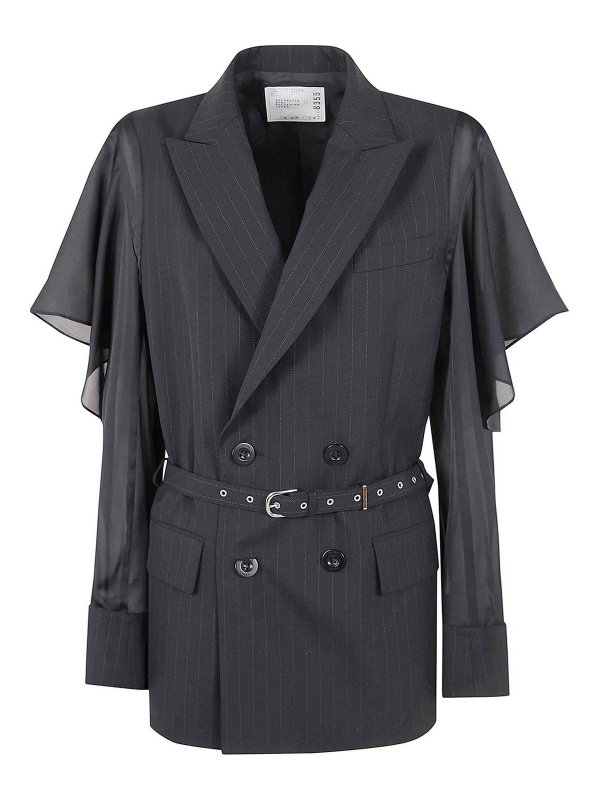 Sacai: casual jackets - Chalk Stripe Jacket