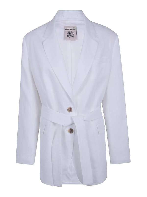 Semicouture: casual jackets - Belted Linen Jacket