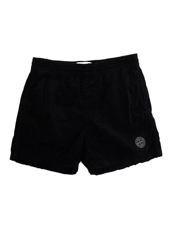 Stone Island Junior: トラウザーショーツ - ショートパンツ - 黒