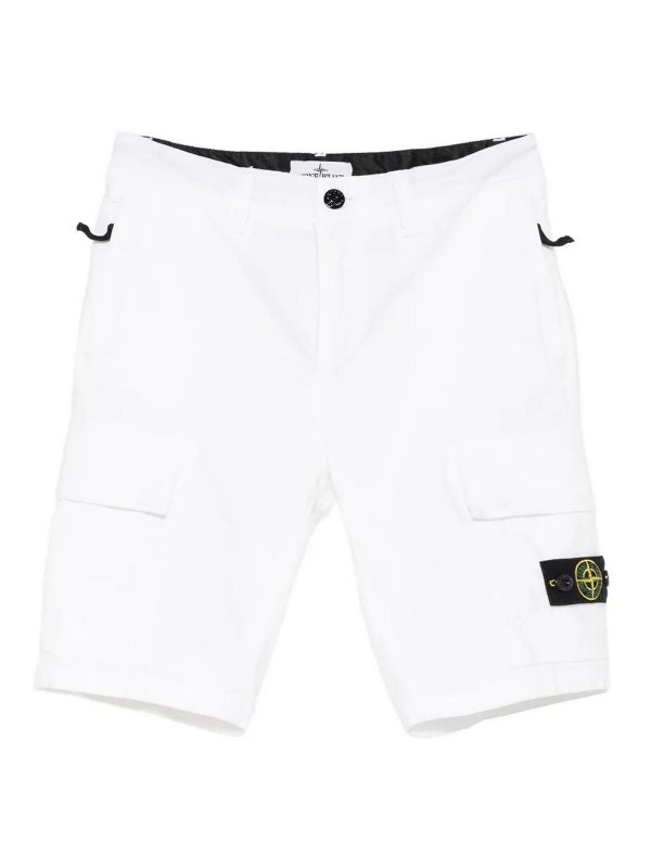 Stone Island Junior: トラウザーショーツ - ショートパンツ - 白