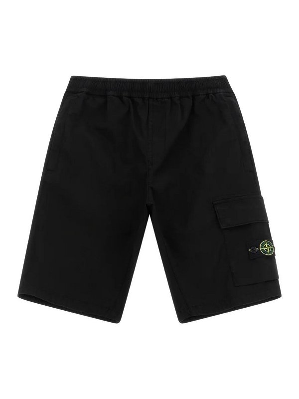 Stone Island Junior: トラウザーショーツ - ショートパンツ - 黒