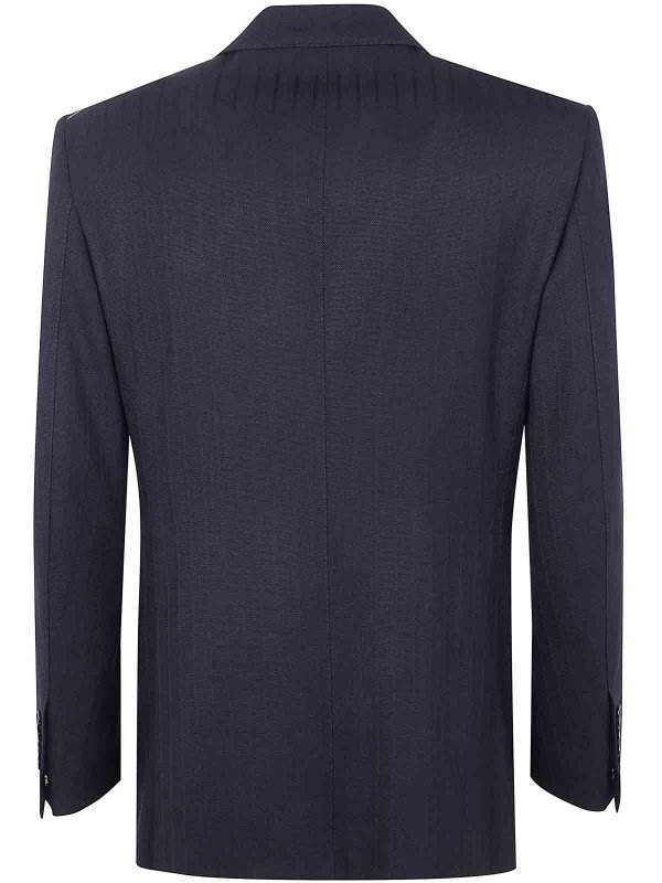 TOM FORD: blazers online - Solid Satin Stripe Double Breasted Jacket