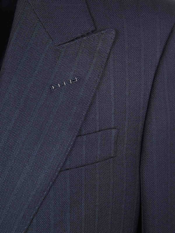 The Best Shops TOM FORD: blazers - Solid Satin Stripe Double Breasted Jacket