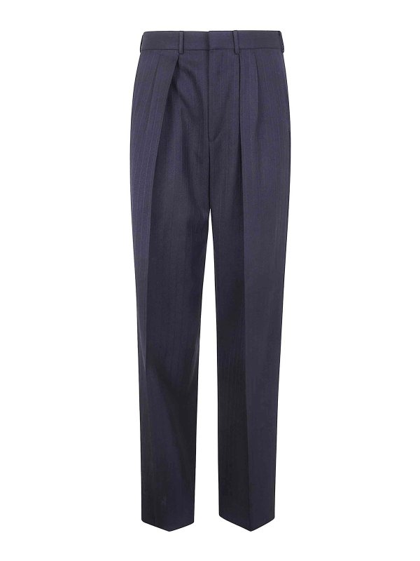 TOM FORD: casual trousers - Solid Satin Stripe Double Pleat Pants