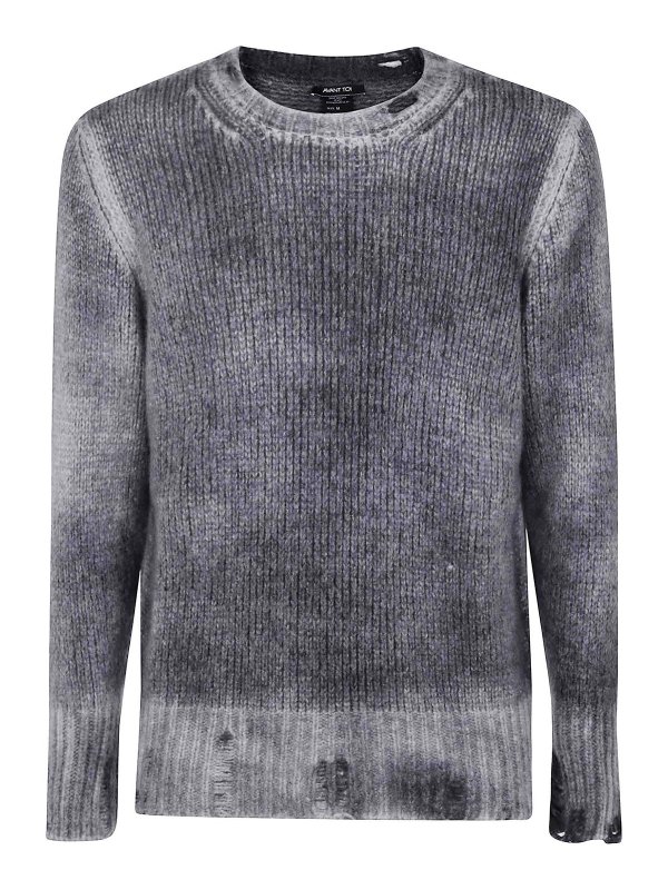 AVANT-TOI: Strickpullover mit Rundhalsausschnitt - Rundhalspullover - Grau