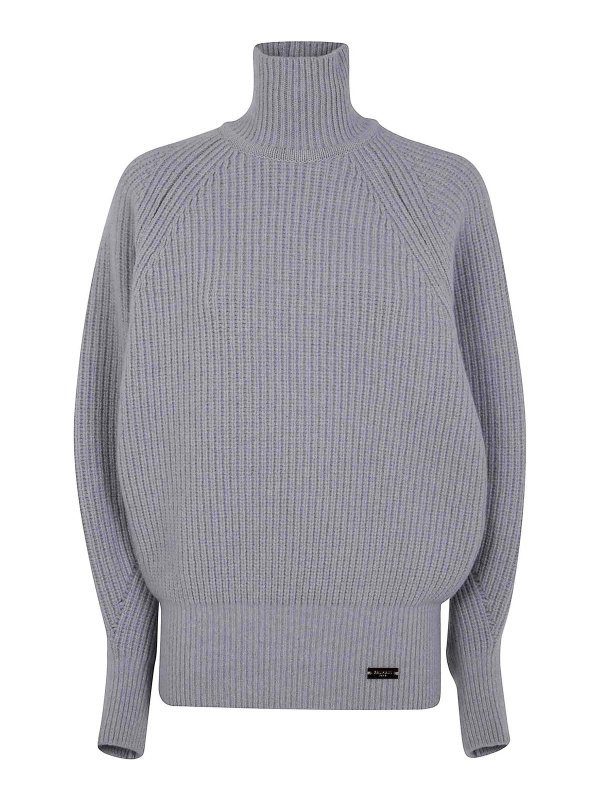 Balmain: crew necks - Batwing Ribbed Knit Pull